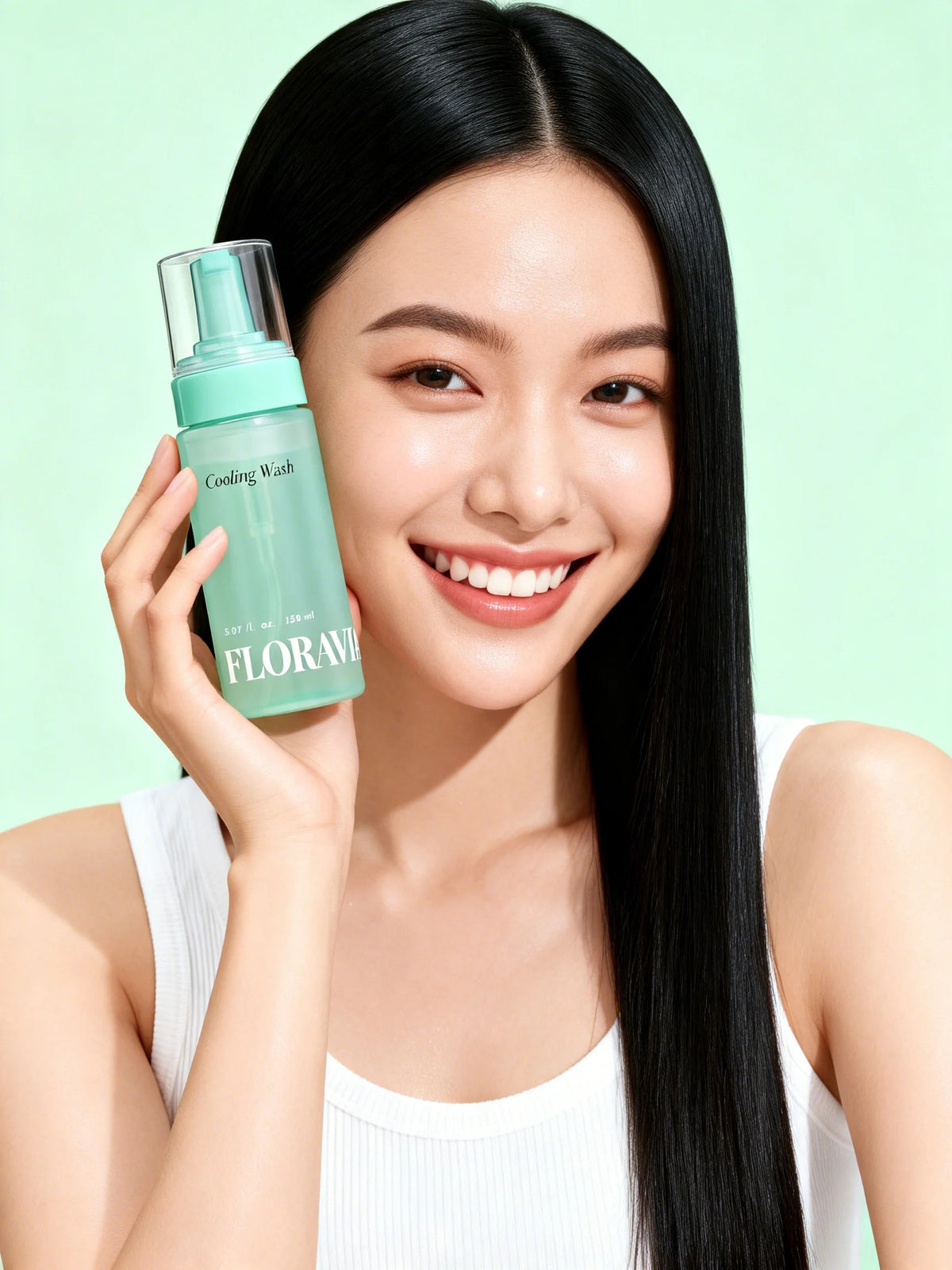 Woman holding Floravia Cooling Wash