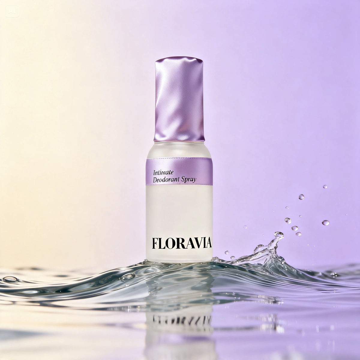 Floravia Intimate Deodorant Spray on a water wave