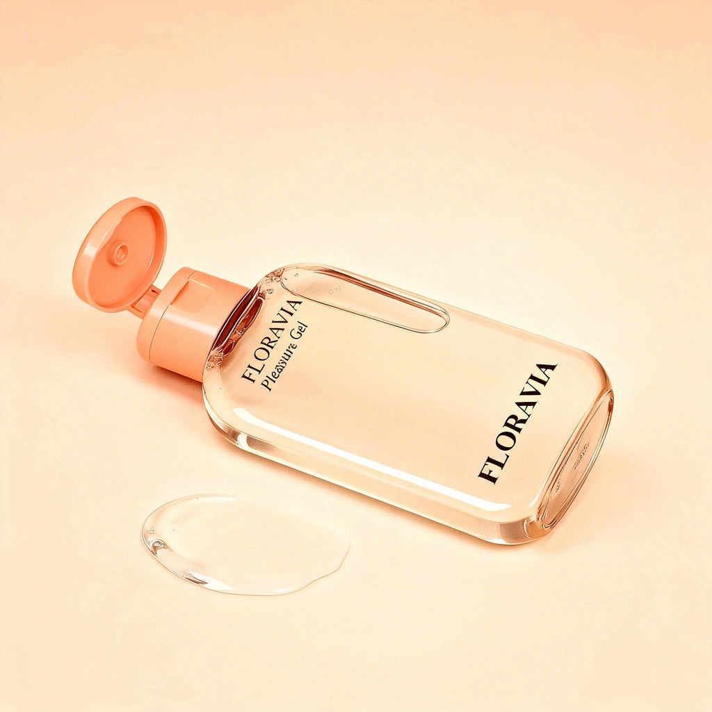 Floravia Pleasure Gel bottle open with clear gel